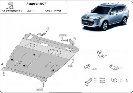Scut motor Peugeot 4007 - scut-motor-metalic-peugeot-4007-2007-2012-grosime-2-5mm