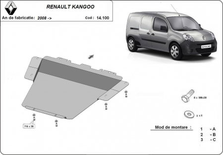 Scut Motor Metal Renault Kangoo 2008 2021 Protectie Otel 2mm 14100 [0]