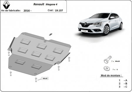 Scut Motor Metalic Renault Megane 4 (2016-2025) - Oțel 2mm