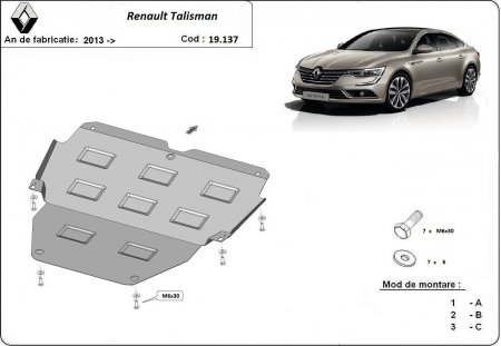 Scut Motor Metalic Renault Talisman (2016 - 2022) - Protecție Profesională Baie Ulei și Cutie Viteze, Grosime 2mm