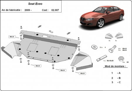 Scut Motor Metalic SEAT Exeo (2008-2013) 2mm cu Fereastra Ulei Karmaster