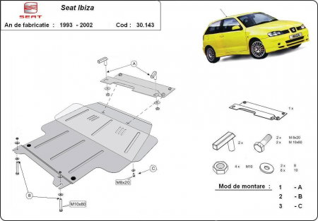 Scut Metalic Motor, Cutie, Radiator și Bară SEAT Ibiza (1993 - 2002) – Protecție 2mm