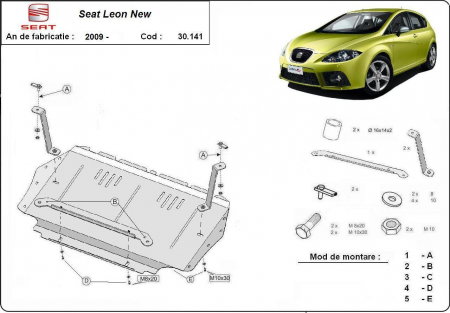 Scut Motor Metalic SEAT Leon 2 (2005 - 2012) - Protecție Integrală cu Fereastră Ulei - Cod 30141 [0]
