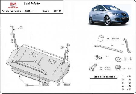 Scut Motor Metalic 2mm SEAT Toledo (2005-2012) cu Fereastră de Vizitare Ulei - Protecție Integrală [0]
