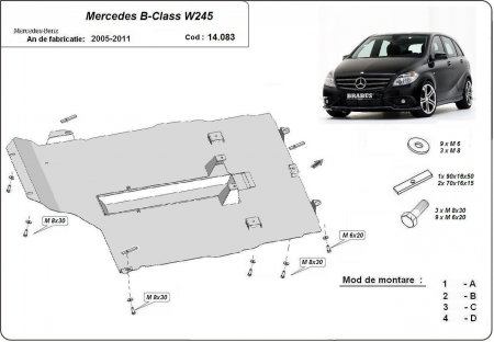 Scut motor Mercedes B-Class - Scut motor metalic si cutie de viteza Mercedes B-Class W245 2005-2011