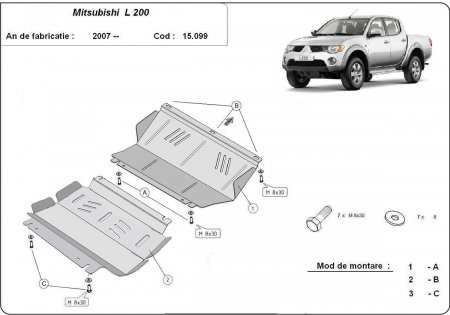 Scut motor metalic si radiator grosime 3mm pentru Mitsubishi L200 2007-2015 [0]