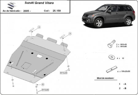 Scut Motor Metalic Oțel 3mm Suzuki Grand Vitara (2005 - 2019) – Protecție Motor și Radiator Cod 25.159