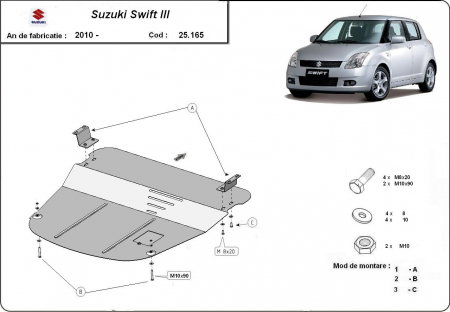 Scut motor Suzuki Swift - Scut Motor și Cutie de Viteze Metalic Suzuki Swift 3 (2010 - 2017) Protecție Oțel 2mm