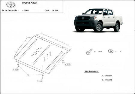 Scut motor Toyota Hilux - Scut Motor Metalic Toyota Hilux 2000-2004 Oțel 3mm Karmaster