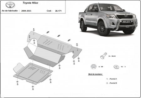 Scut motor Toyota Hilux - Scut Motor Radiator și Bară Toyota Hilux 2004-2015 Oțel 3mm Karmaster