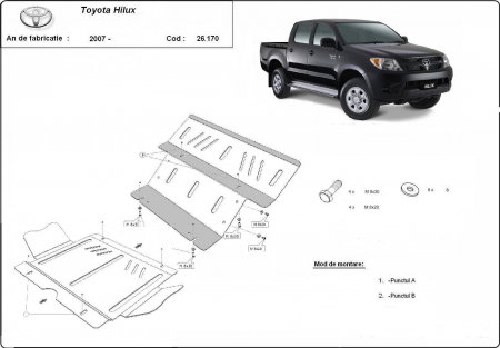 Scut motor Toyota Hilux - Scut Motor și Radiator Toyota Hilux 2004-2015 Oțel 3mm Karmaster