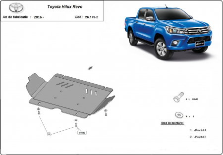 Scut Aluminiu Protecție Motor Toyota Hilux Revo 2016-2026 - Grosime 4 milimetri Karmaster