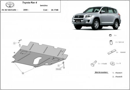 Scut metalic motor, cutie viteză, radiator și bară față Toyota RAV 4 (2006-2013) Benzină – Oțel 2.5mm