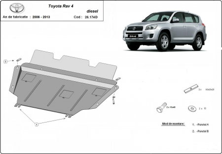 Scut metalic motor, cutie viteză, radiator și bară față Toyota RAV 4 (2006-2013) Diesel – Oțel 2mm