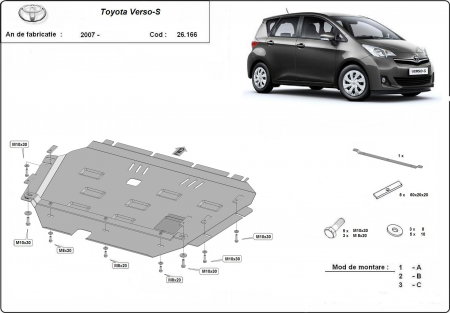 Scut motor Toyota Verso - Scut metalic motor și cutie de viteză Toyota Verso (2009 - 2018) – Oțel 2mm