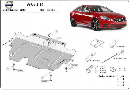 Scut motor Volvo - Scut Motor Metalic Volvo S60 (2010 - 2018) Protecție Profesională 2mm Karmaster
