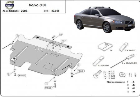 Scut motor Volvo - Scut Motor Metalic Volvo S80 (2006 - 2016) Protecție Profesională 2mm Karmaster