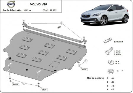 Scut motor Volvo - Scut Motor Metalic Volvo V40 (2012 - 2019) Protecție Profesională 2mm Karmaster