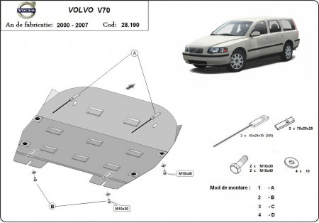 Scut motor Volvo - Scut Motor Metalic Volvo V70 (2000 - 2007) Protecție Profesională 2mm Karmaster