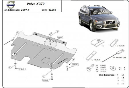 Scut motor Volvo - Scut motor metalic oțel 2mm Volvo XC70 2007-2016 cod 30.055 karmaster.ro