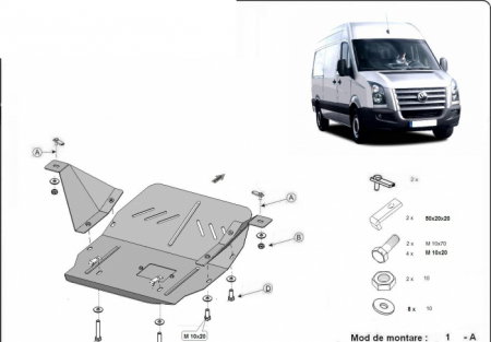 Scut motor metalic Volkswagen Crafter 2006 - 2016 din otel de 2 mm