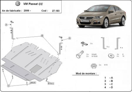 Scut Motor Metalic VW Passat CC 2008-2016 Protecție Profesională Motor Cutie Radiator Bară Față Karmaster [0]