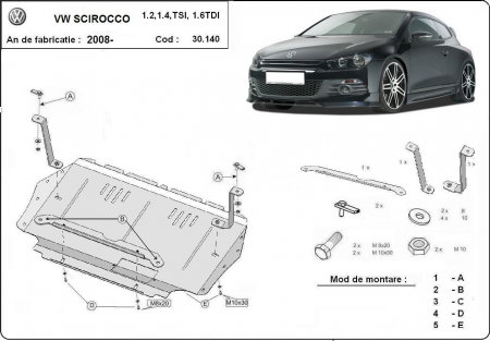 Scut Motor Metalic VW Scirocco (2008 - 2017) – Protecție Profesională 2mm [0]