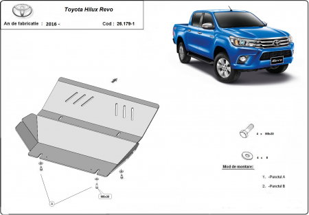 Scut Aluminiu Protecție Radiator Toyota Hilux Revo 2016-2026 - Grosime 4 milimetri Karmaster