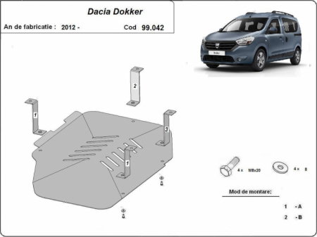 Scut motor Dacia Dokker - Scut rezervor Dacia Dokker fabricat dupa 2012