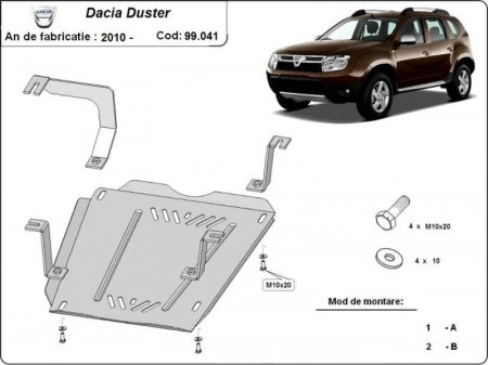 Scut motor Dacia Duster - Scut rezervor Dacia Duster 4x4 fabricat dupa 2018