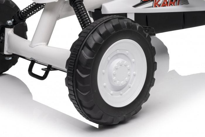 Kart cu pedale, pentru copii 2-6 ani, Kinderplay ArcSpring, cadru metal, amortizoare, alb [16]