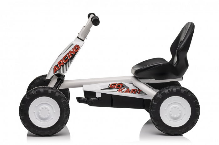Kart cu pedale, pentru copii 2-6 ani, Kinderplay ArcSpring, cadru metal, amortizoare, alb [14]
