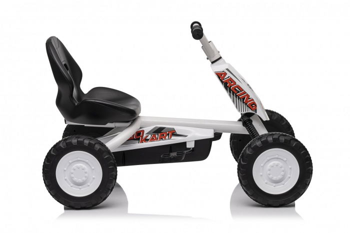 Kart cu pedale, pentru copii 2-6 ani, Kinderplay ArcSpring, cadru metal, amortizoare, alb [20]