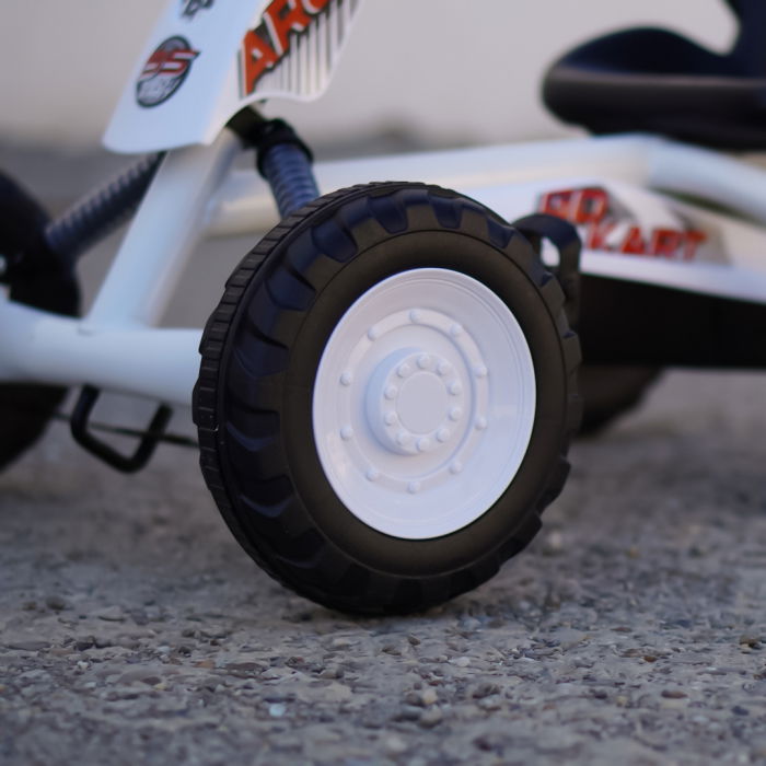 Kart cu pedale, pentru copii 2-6 ani, Kinderplay ArcSpring, cadru metal, amortizoare, alb [10]