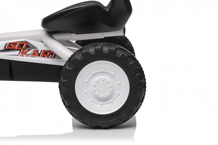 Kart cu pedale, pentru copii 2-6 ani, Kinderplay ArcSpring, cadru metal, amortizoare, alb [15]