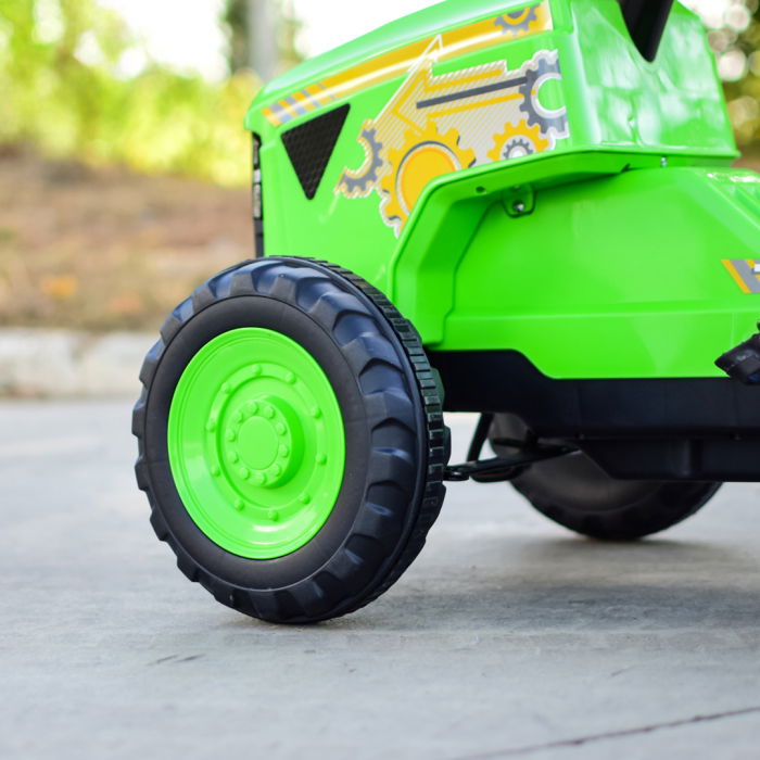 Masinuta tip tractoras cu pedale pentru copii intre 3 si 6 ani, cadru metalic, verde [5]
