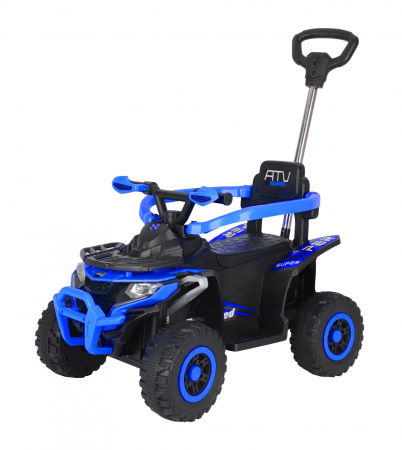 Premergatoare - ATV electric copii, 4 in 1, Kinderplay Super, 35W 6V, telecomanda, roti moi EVA, echipare premium, albastru