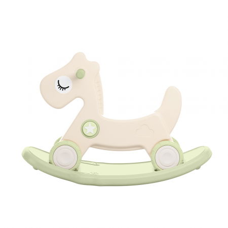 Premergatoare - Balansoar si premergator Kinderplay tip calut, pentru copii 1 si 4 ani, sunete interactive, ergonomic, verde