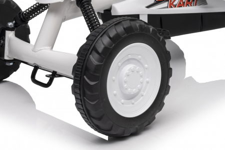 Kart cu pedale, pentru copii 2-6 ani, Kinderplay ArcSpring, cadru metal, amortizoare, alb [15]