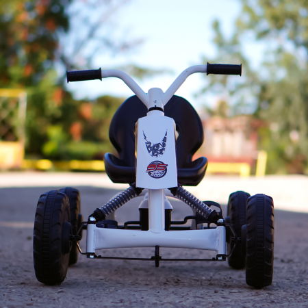 Kart cu pedale, pentru copii 2-6 ani, Kinderplay ArcSpring, cadru metal, amortizoare, alb [1]