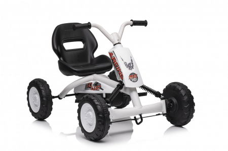 Kart cu pedale, pentru copii 2-6 ani, Kinderplay ArcSpring, cadru metal, amortizoare, alb [12]
