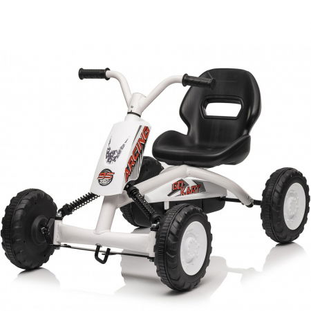 Kart cu pedale, pentru copii 2-6 ani, Kinderplay ArcSpring, cadru metal, amortizoare, alb [0]