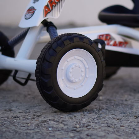 Kart cu pedale, pentru copii 2-6 ani, Kinderplay ArcSpring, cadru metal, amortizoare, alb [9]