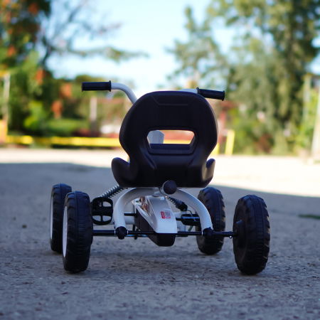 Kart cu pedale, pentru copii 2-6 ani, Kinderplay ArcSpring, cadru metal, amortizoare, alb [5]