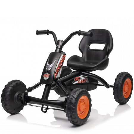 Karturi cu pedale - Kart cu pedale, Kinderplay ArcSpring, pentru copii 2-6 ani, cadru metal, amortizoare, negru