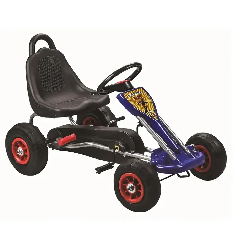 Karturi cu pedale - Kart cu pedale pentru copii Kinderplay A-05-1, transmisie pe lant, roti gonflabile, albastru