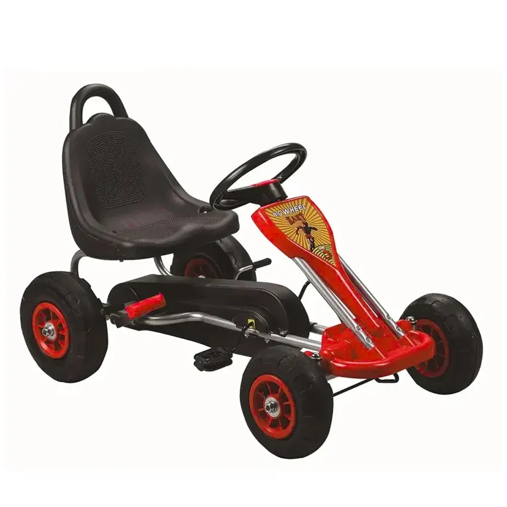 Karturi cu pedale - Kart cu pedale pentru copii Kinderplay A-05-1, transmisie pe lant, roti gonflabile, rosu