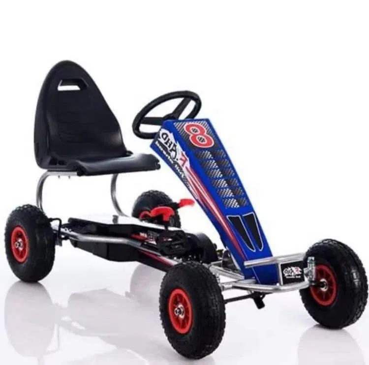 Karturi cu pedale - Kart cu pedale pentru copii Kinderplay F8-3, roti gonflabile de 6 inch, albastru