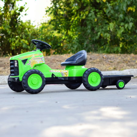 Masinuta tip tractoras cu pedale pentru copii intre 3 si 6 ani, cadru metalic, verde [2]