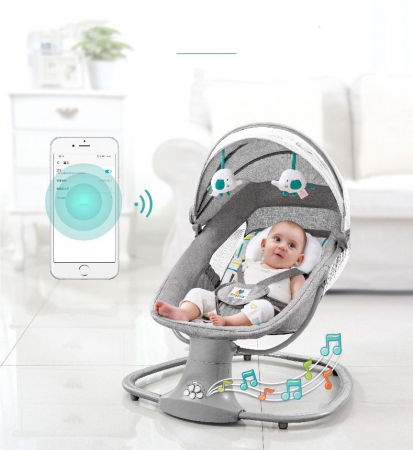 Camera copilului - PRODUS CU AMBALAJ DETERIORAT Balansoar electric 3 in 1, cu bluetooth, telecomanda, Mastela, verde